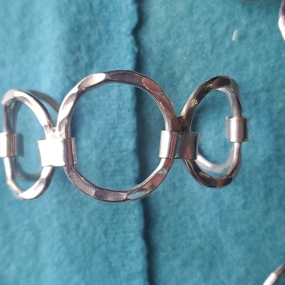 Handmade Hammered Silver chocker, bracelet and ring set 3 pc - Picture 3 of 9